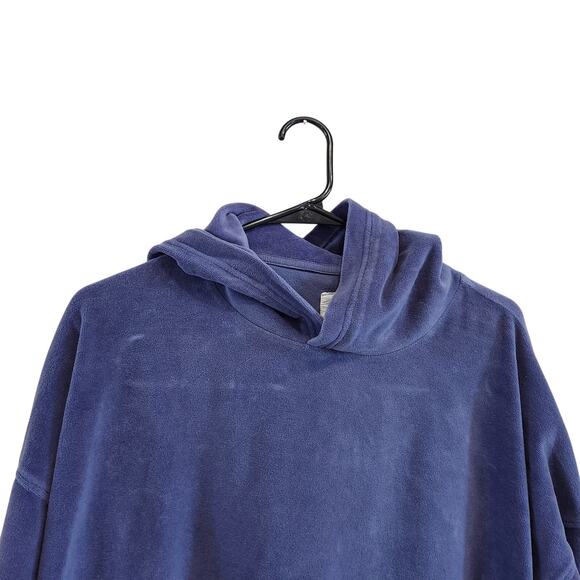 Aerie Velour Cropped Hoodie Oversized Fit Pullover Loungewear Purple Size Large - Picture 4 of 9